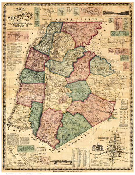 Frederick County Maryland 1858 - Old Map Reprint