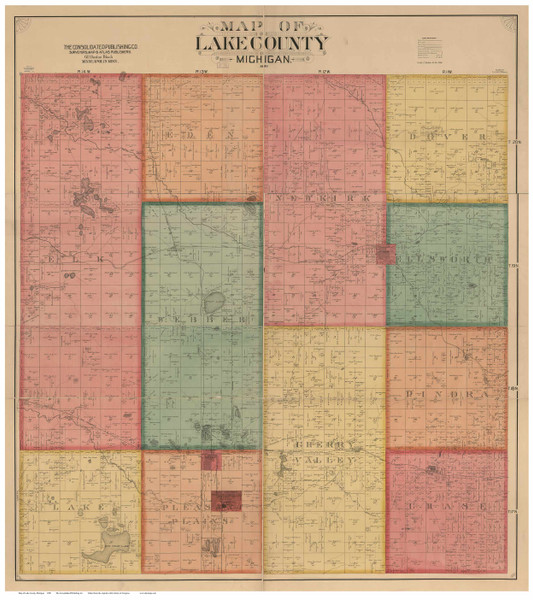Lake County Michigan 1900 - Old Map Reprint