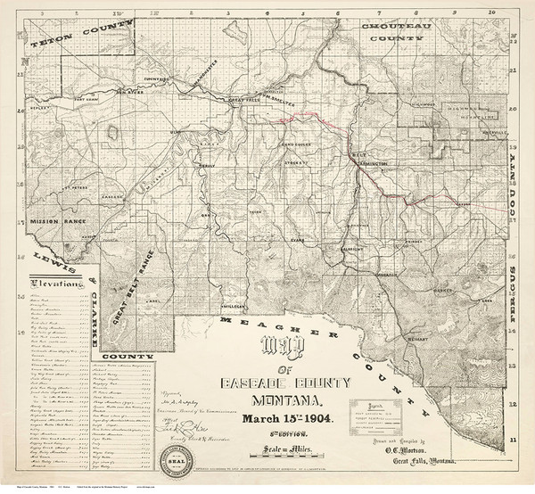 Cascade County Montana 1904 - Old Map Reprint