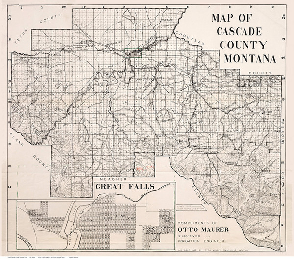 Cascade County Montana 1908 - Old Map Reprint Cascade County Montana 1908 - Old Map Reprint