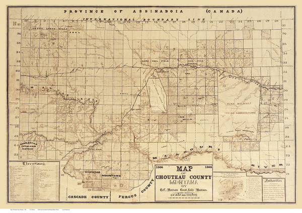 Chouteau County Montana 1906 - Old Map Reprint