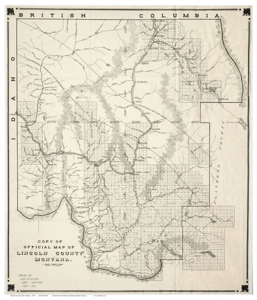 Lincoln County Montana 1910 - Old Map Reprint