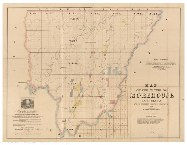 Morehouse Parish Louisiana 1860 - Old Map Reprint