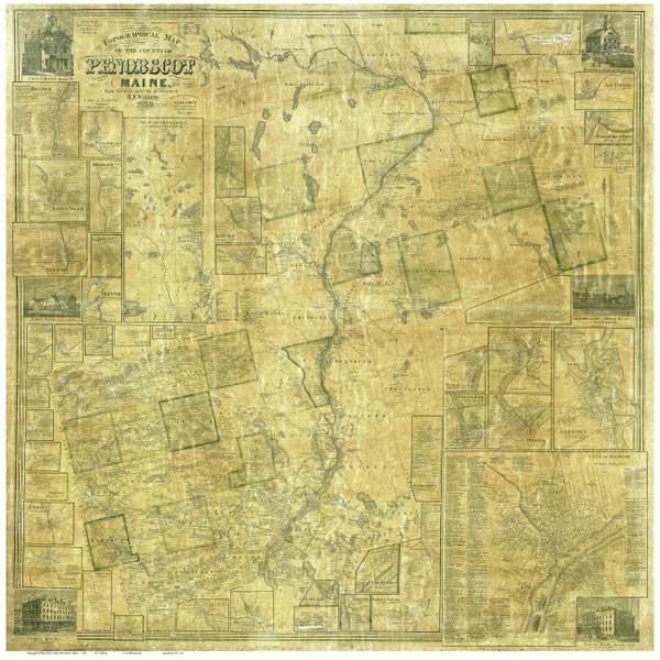 Penobscot County Maine 1859 - Old Map Reprint Penobscot County Maine 1859 - Old Map Reprint