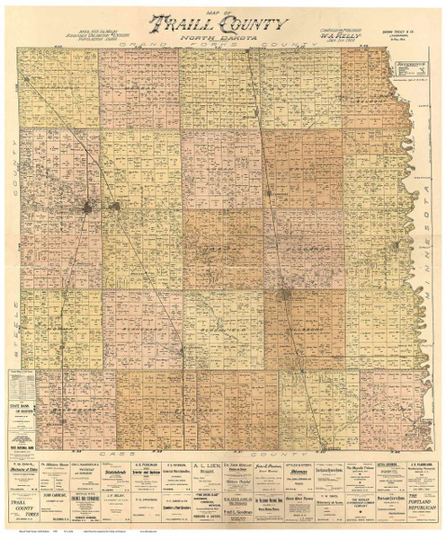 Traill County North Dakota 1900 - Old Map Reprint