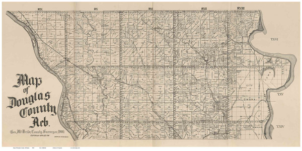 Douglas County Nebraska 1900 - Old Map Reprint