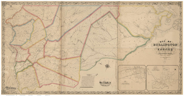 Burlington County New Jersey 1849 - Old Map Reprint