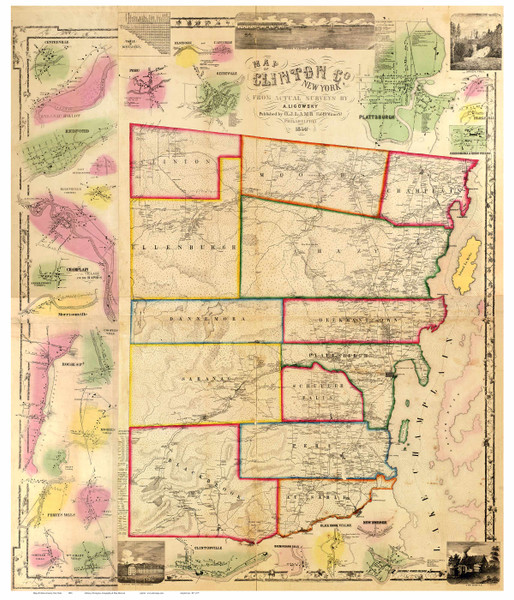 Clinton County New York 1856 - Old Map Reprint