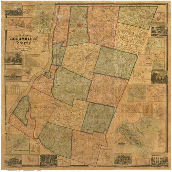 Columbia County New York 1858 - Old Map Reprint