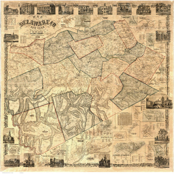Delaware County New York 1856 - Old Map Reprint