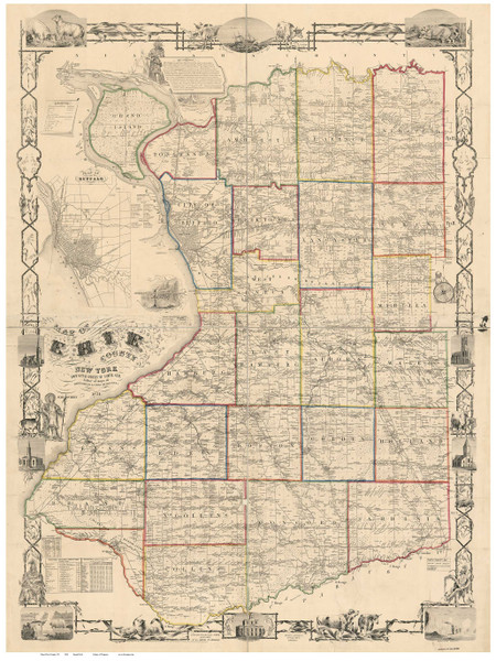 Erie County New York 1854 - Old Map Reprint