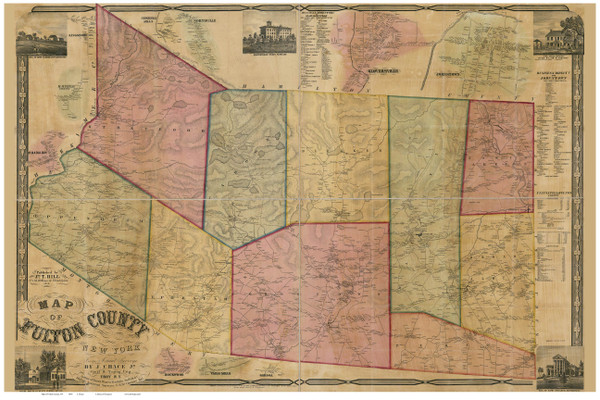 Fulton County New York 1856 - Old Map Reprint