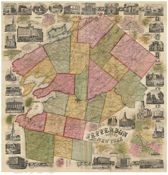 Jefferson County New York 1855 - Old Map Reprint
