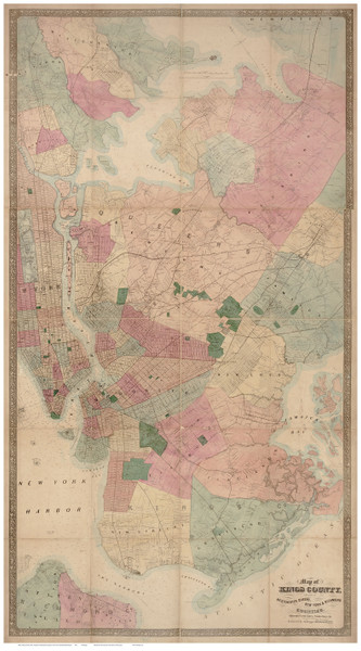 Kings, Westchester, Queens, New York, Richmond County New York 1872 - Old Map Reprint