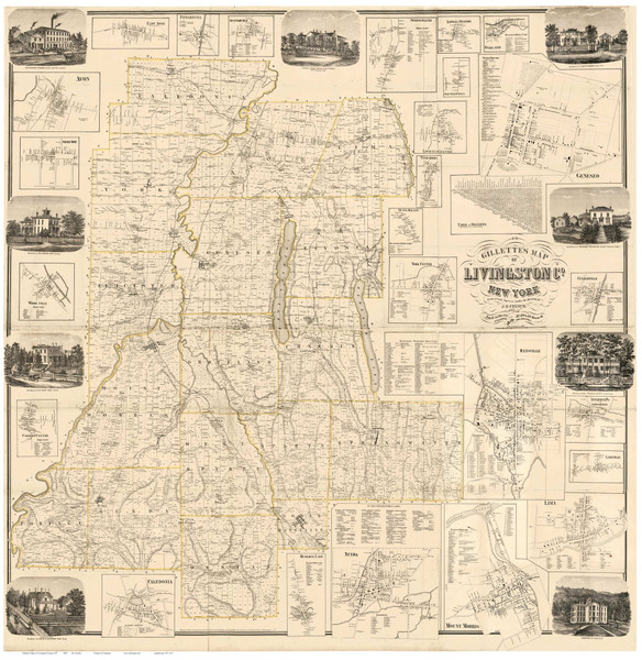 Livingston County New York 1858 - Old Map Reprint