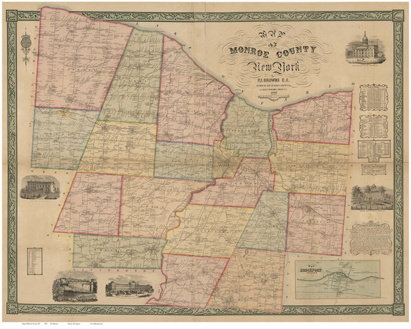 Monroe County New York 1852 - Old Map Reprint