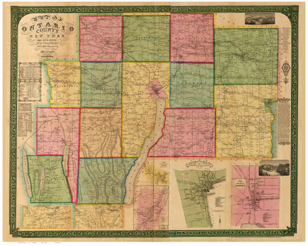 Ontario County New York 1852 - Old Map Reprint