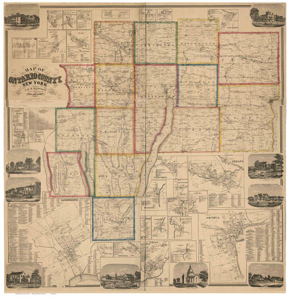 Ontario County New York 1859 - Old Map Reprint