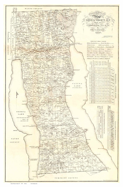 Seneca County New York 1850 - Old Map Reprint