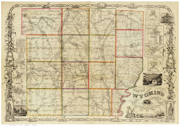 Wyoming County New York 1853 - Old Map Reprint