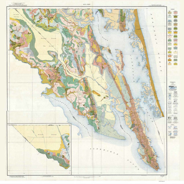 Camden & Currituck County Soils Map, 1923 North Carolina - Old Map Reprint - Copy A