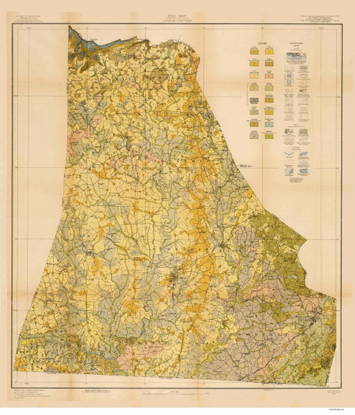 Cleveland County Soils Map, 1918 North Carolina - Old Map Reprint