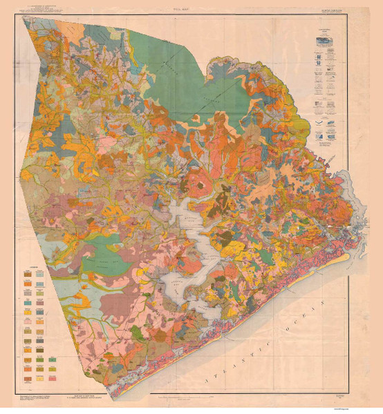 Onslow County Soils Map, 1921 North Carolina - Old Map Reprint