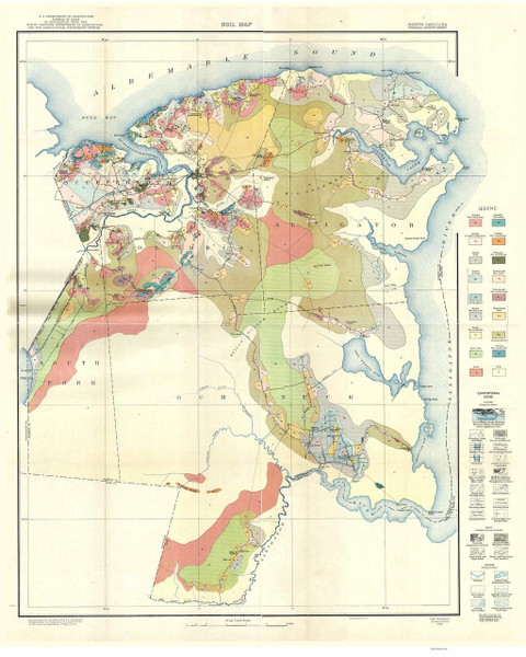 Tyrrell County Soils Map, 1920 North Carolina - Old Map Reprint