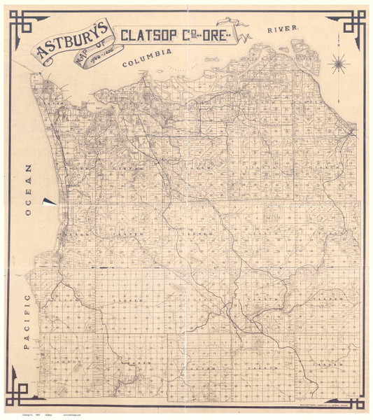 Clatsop County Oregon 1895 - Old Map Reprint Clatsop County Oregon 1895 - Old Map Reprint