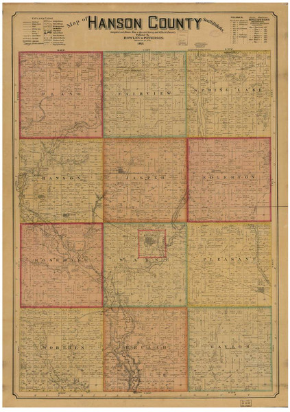 Hanson County South Dakota 1893 - Old Map Reprint