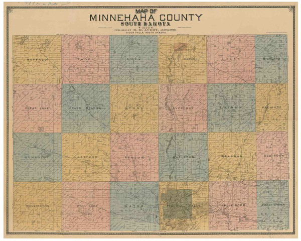 Minnehaha County South Dakota 1893 - Old Map Reprint