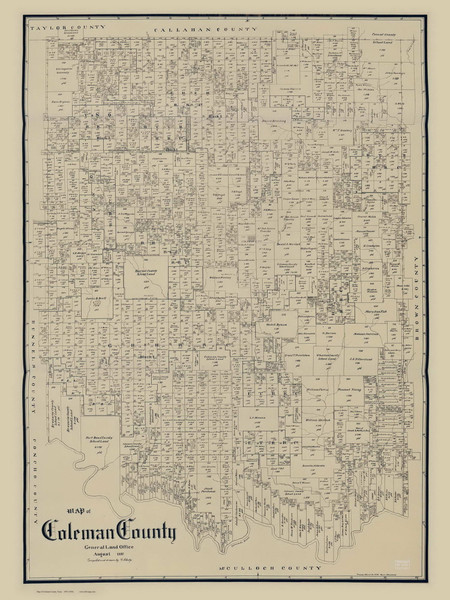 Coleman County Texas 1897 (1936) - Old Map Reprint