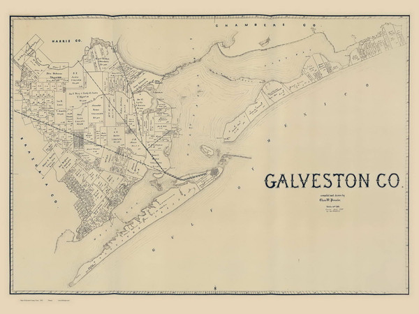 Galveston County Texas 1891 (1935) - Old Map Reprint Galveston County Texas 1891 (1935) - Old Map Reprint