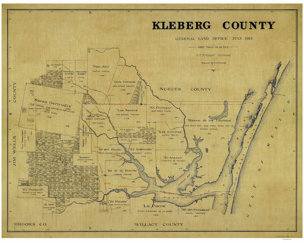 Kleberg County Texas 1913 Copy B - Old Map Reprint