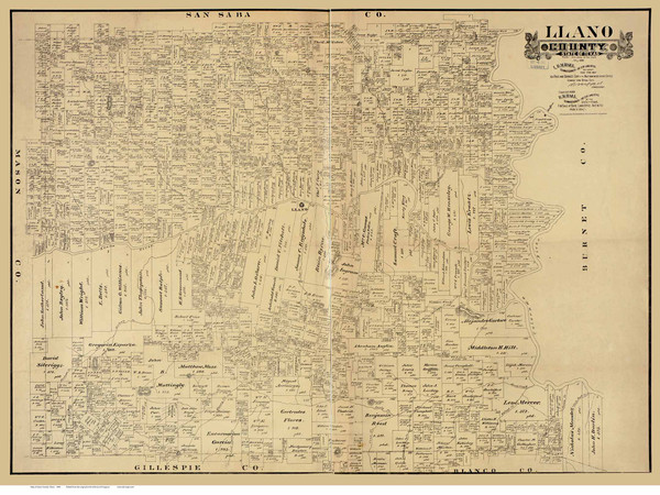 Llano County Texas 1890 - Old Map Reprint Llano County Texas 1890 - Old Map Reprint