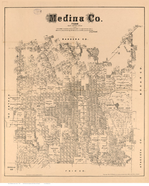 Medina County Texas 1879 - Old Map Reprint