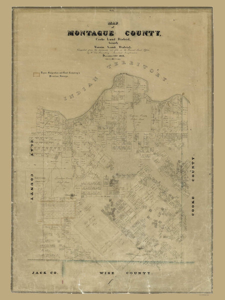 Montague County Texas 1858 - Old Map Reprint