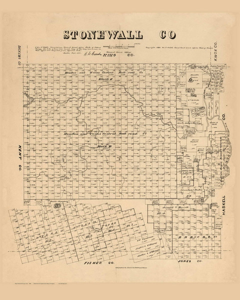 Stonewall County Texas 1880 - Old Map Reprint