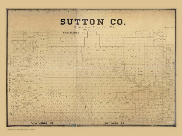 Sutton County Texas 1898 Copy A - Old Map Reprint