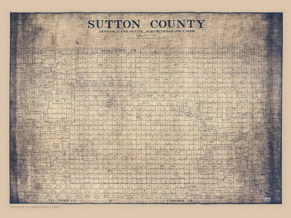 Sutton County Texas 1898 Copy B - Old Map Reprint Sutton County Texas 1898 Copy B - Old Map Reprint