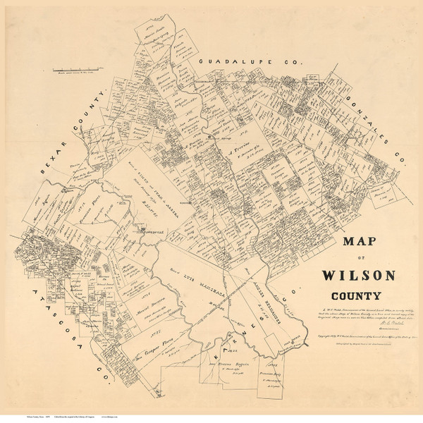 Wilson County Texas 1879 - Old Map Reprint