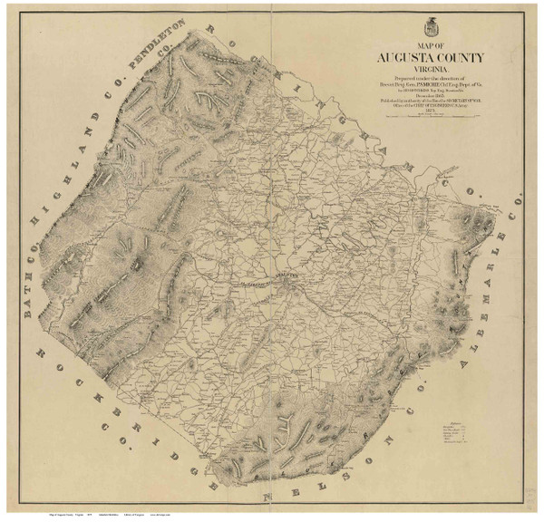 Augusta County Virginia 1875 - Old Map Reprint
