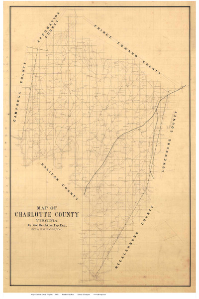 Charlotte County Virginia ca 1860 - Old Map Reprint