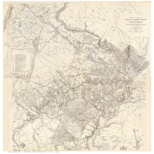 Fairfax County(ALL), Washington DC, and parts of Loudoun & Prince William County Virginia 1862 - Old Map Reprint
