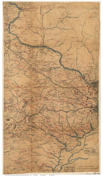Fairfax County(ALL) and parts of Loudoun & Prince William County Virginia 1864 - Old Map Reprint