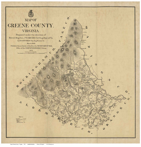 Greene County Virginia 1875 - Old Map Reprint