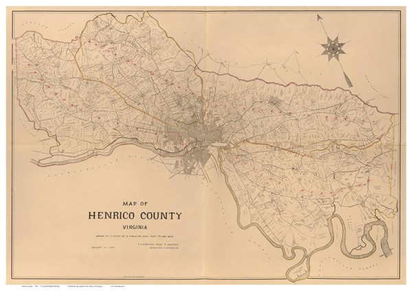 Henrico County Virginia 1901 - Old Map Reprint