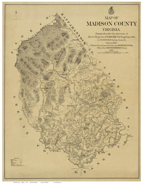 Madison County Virginia 1875 - Old Map Reprint Madison County Virginia 1875 - Old Map Reprint