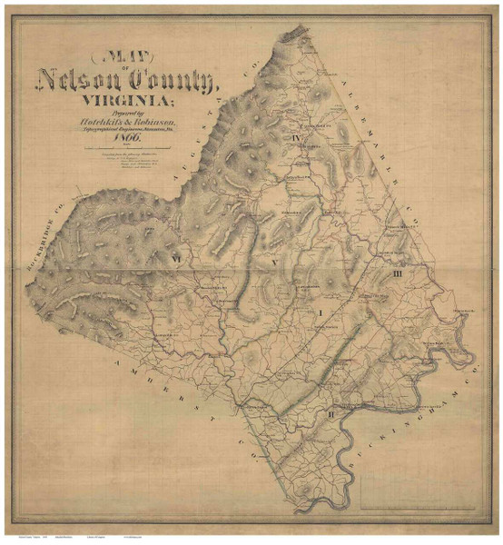 Nelson County Virginia 1866 - Old Map Reprint