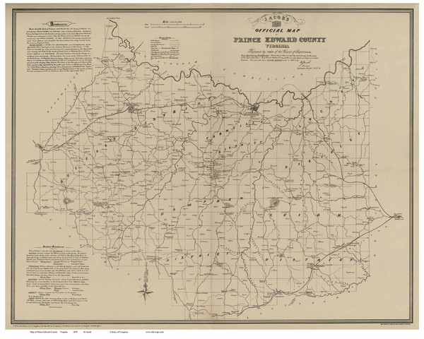 Prince Edward County Virginia 1879 - Old Map Reprint